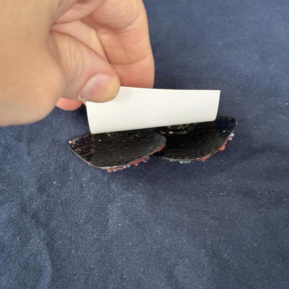 RARE Vintage Square Pierced Earrings Cat Bee Red Retro Antique Unique - Picture 5 of 6